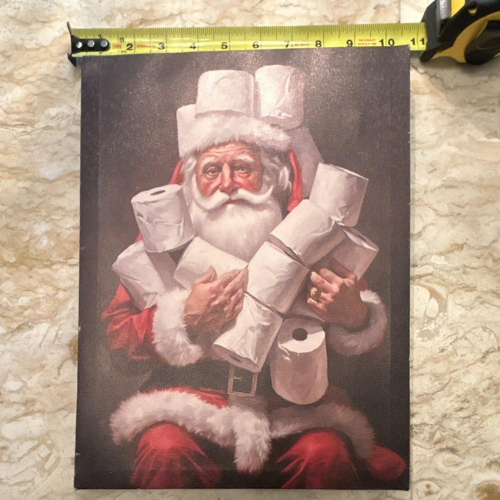 9x12 Canvas Picture Frame Santa Toilet Paper Print Multicolor Portrait